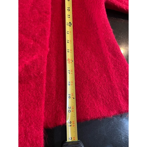Adrienne‎ Vittadini Sweater M Winter Red wool Blend Cozy Wrap Cardigan - Picture 10 of 11